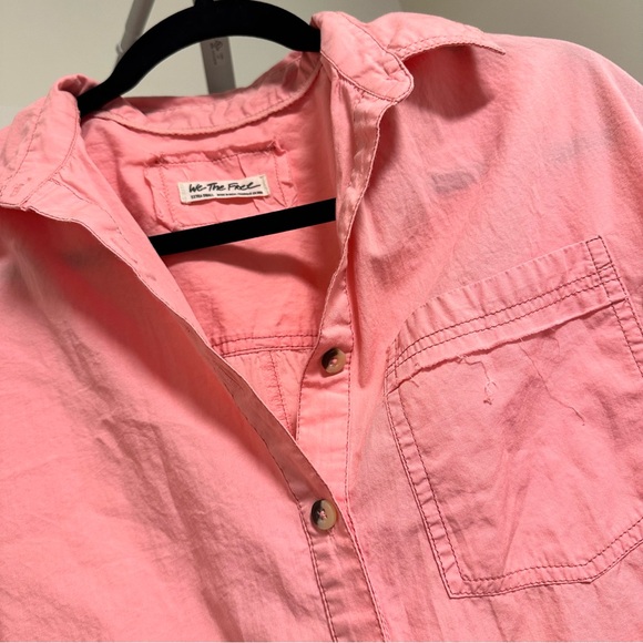 We The Free Neon Pink Button Down Shirt - Picture 2 of 3
